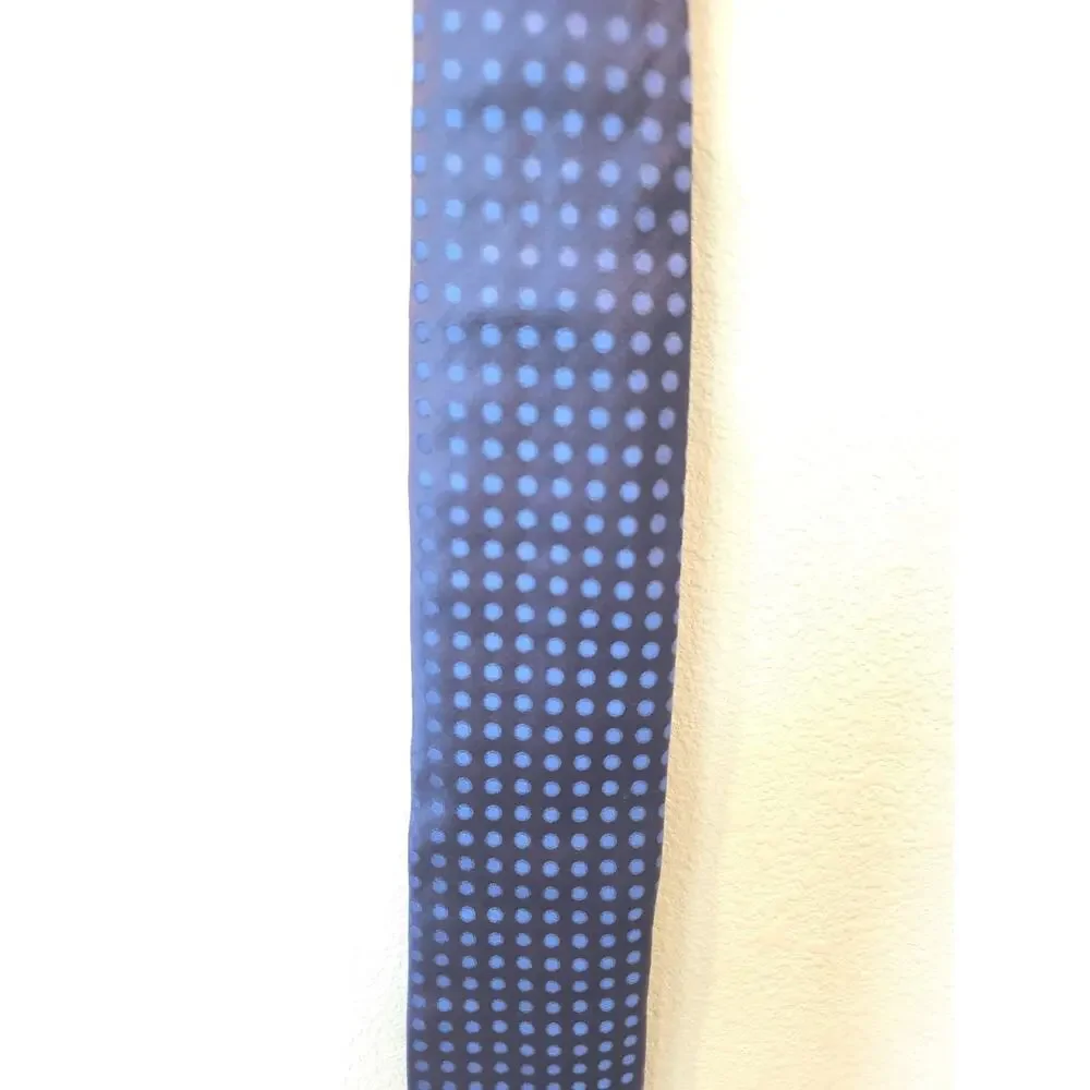 Ermenegildo Zegna Mens Silk Necktie Classic Dress Luxury Blue Navy Dot 57